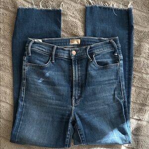 MOTHER Frayed Hem Blue Women's Jeans